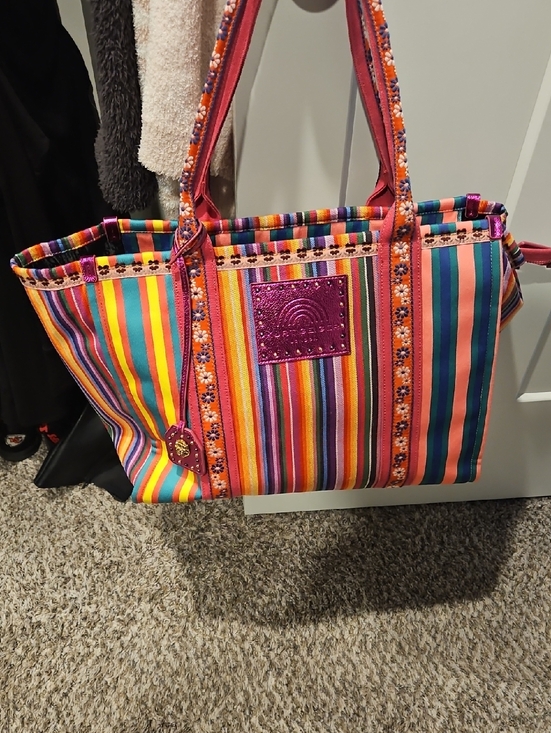 Kurt Geiger Handbags - Colorful Striped Tote Bag - Multicolor Pink Trim